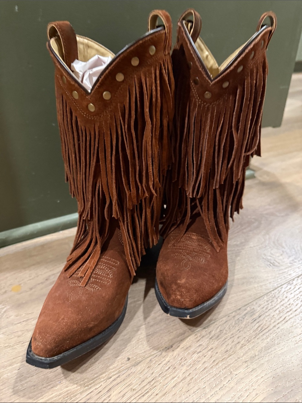 Shyanne Kids Brown Fringe Suede Cowboy Boots